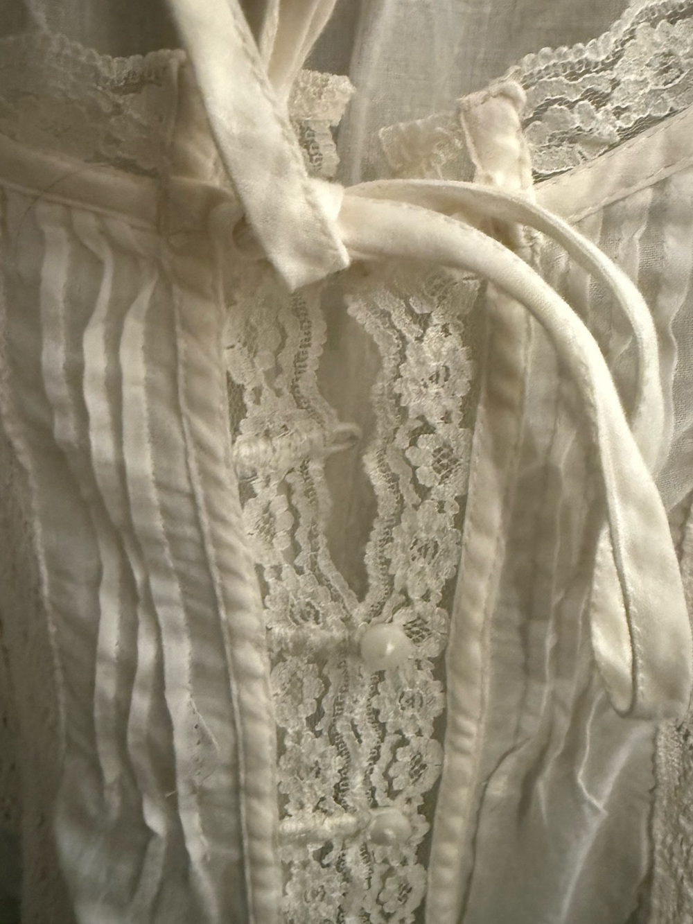 Free People Cream Lace-Trim Peasant Blouse - Picture 9 of 13